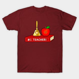 Teacher Appreciation Cute Apple and Bell with Book T-Shirt